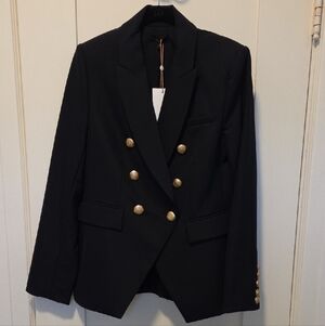 Quince Black Blazer with Gold Buttons
